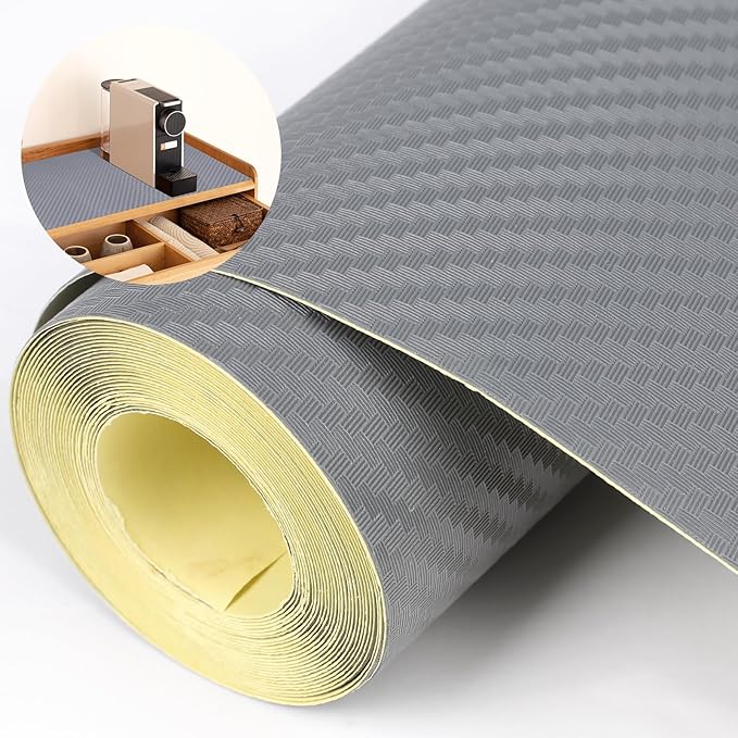 Self-Adhesive Shelf Liner Kitchen Liner, Waterproof Backed Paper Easy Peel and Stick Contact Liner Without Residue for Decor Your Desk Surface, Kitchen Countertops (Silver, 35.4 x 118.1 inches)
