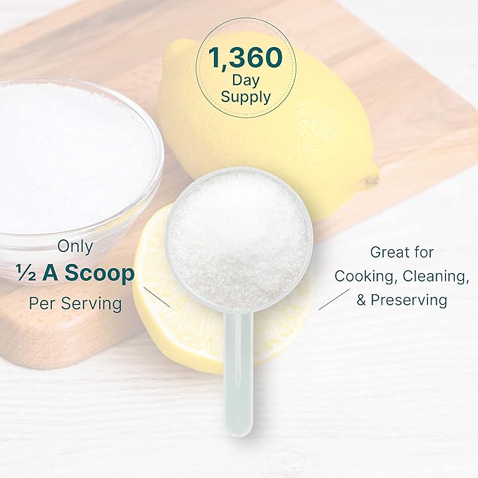 Citric Acid 6 Pounds | Fine Granular Powder, Food Grade, Bulk Supply – Potent Anhydrous Form – Versatile Flavor Enhancer, Preservative, Cleaning, & Homemade Bath Bombs – Additive Free, Non-GMO