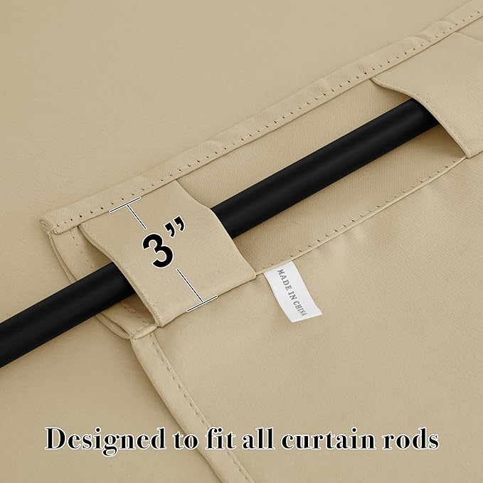 RYB HOME Short Blackout Curtains 63 inches, Solid Heavy Duty Small Window Treatment Room Darkening Privacy Draperies for Basement Bathroom Bedroom, Biscotti Beige, W42 x L63 inch, 2 Panels