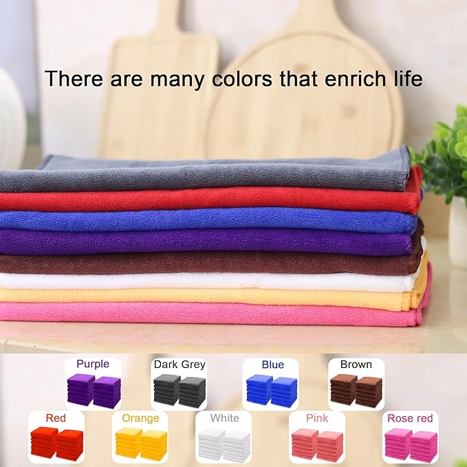 kimteny 13x28 Inches Kitchen Cloth Dish Towels, 400 GSM Premium Dishcloths, Super Absorbent Coral Velvet Microfiber Cleaning Cloths, Fast Drying Rags for Washing Dishes (12 Pack, Red)