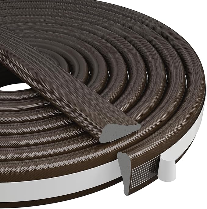 Wedge-Shape Window Weather Stripping Door Frame Seal Strip 3Pcs×196" Brown,Upgrade Black Foam,Soundproofing,Draft Stopper,Winter Insulation,Noise Blocker, Gap Filler for Exterior Front Door Side