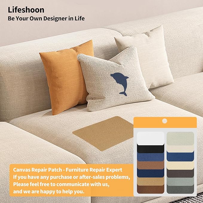 Fabric Repair Patches, Canvas Self-Adhesive Fabric Patches Tape Durable, DIY Large Canvas Repair for Sofa, Couches, Furniture, Chair, Clothing （3.5X79 Inch, Brown）