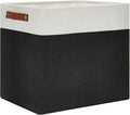 DULLEMELO Large Fabric Basket for Organizing, 17"x12"x15" Storage Basket With Leather Handles, Collapsible Storage Bin for Clothes, Toys, Books, Office, Bedroom, Closet, Nursery&Laundry (White&Black)