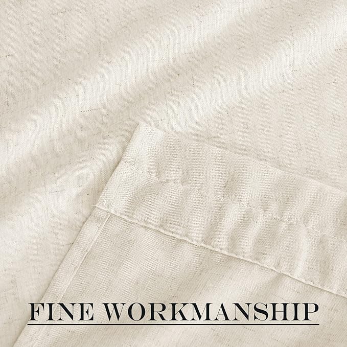 NICETOWN Linen Curtain for French Doors, Privacy Kitchen Window Coverings Shades for Front Back Door, Light Filtering Rod Pocket Shades for Living Room, W36 x L80 Inches, 1 PC, Natural