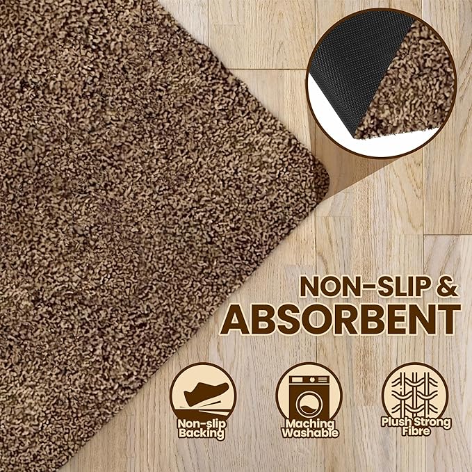 Premium Microfiber Indoor Door Mat – 32"x48" Washable Entry Mat, Non-Slip, Waterproof Backing, Super Absorbent, Low Profile Entryway Doormat for Indoor Entrance