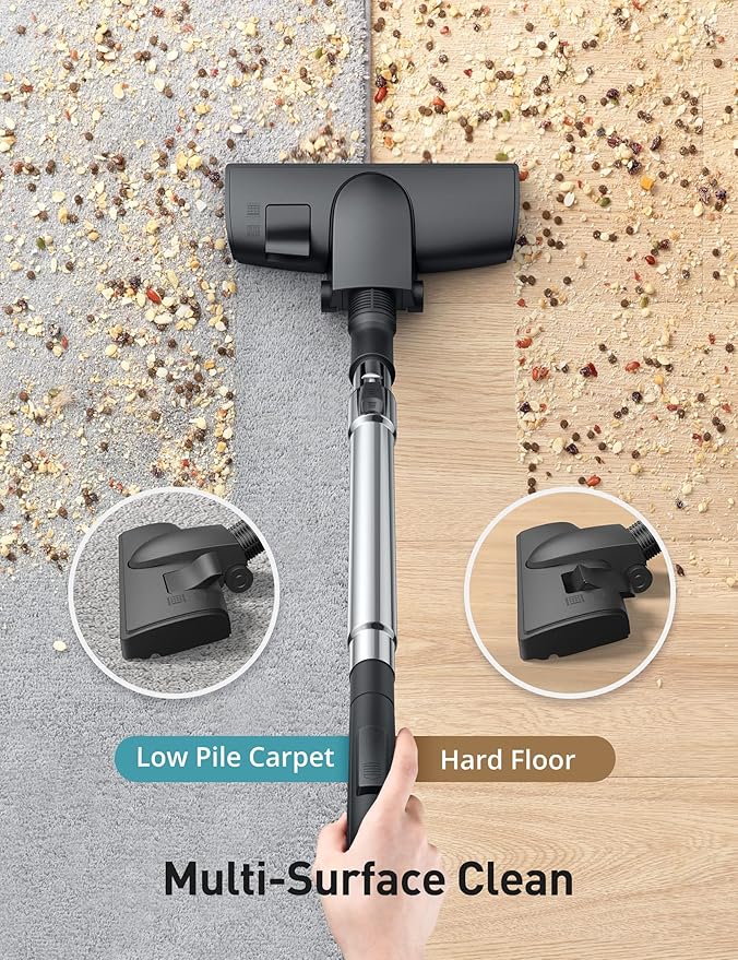 Aspiron Canister Vacuum, Upgraded 1600W Bagless Canister Vacuum Cleaner, Auto Cord Rewind, H13 HEPA Filter, 3.7Qt Large Capacity, 5 Tools for Hard Floors, Carpet, Pet, Upholstery, Tiles, Persimmon