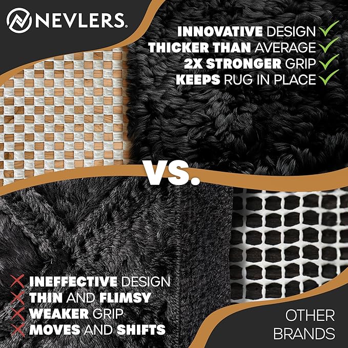 Nevlers 5'x8' White Anti Skid Rug Gripper for Hardwood Floors & Other Surfaces | PVC Foam Rug Pad Non Slip Design | Open Weave Non Slip Rug Pads | Customizable Carpet Pad & Under Rug Non Slip Pad