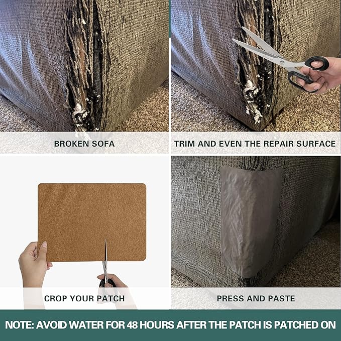 Azobur Couch Patch Repair Fabric,Microfiber Fabric, Self-Adhesive, for Sofa Repair and Upholstery, 2 Pieces, 9.5 x 11 inches (Olive Green)
