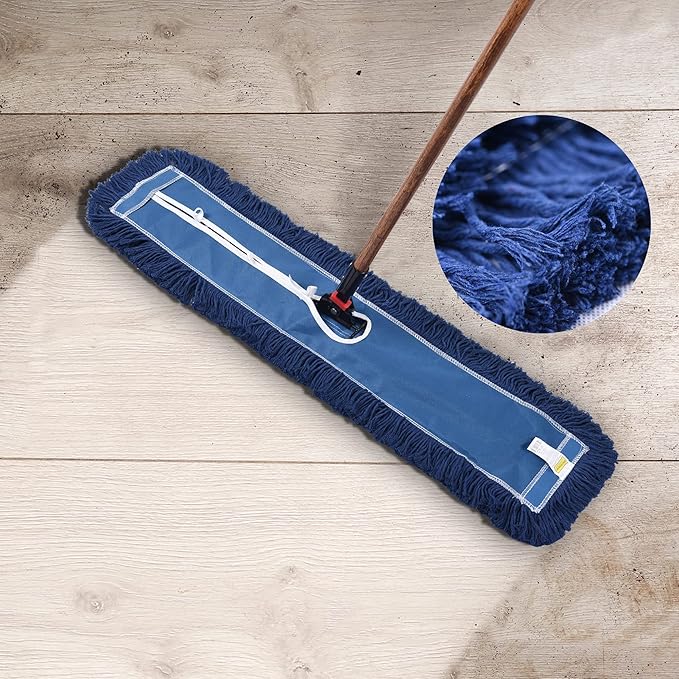 Matthew Cleaning 36'' Industrial Strength Cotton Dust Mop Refill Washable Replacement Heads for Residential & Commercial Use Fit Standard Dust Mop Frames, Hardwood, Laminate, Concrete Floors 6 Pack