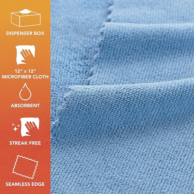 Arkwright Smart Rags in Box - (Pallet of 14400) Lint Free Microfiber Cleaning Cloth, Scratch & Streak-Free, Dispensable Wash Towels for Cars, Window Glass, and Auto Shop, 12 x 12 in, Blue
