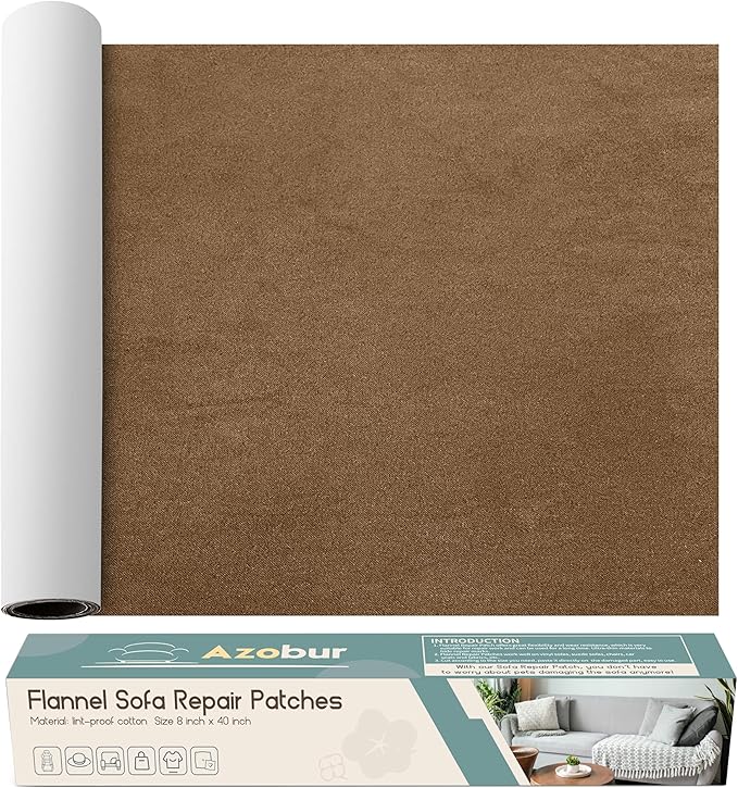 Azobur Sofa Repair Patch - Oversized Microfiber Patch, Self Adhesive Fabric, Super Cost-Effective Combination (Brown)