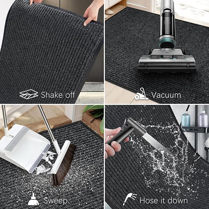Vicwe Indoor Outdoor Door Mat, 3'x6' Heavy Duty Front Door Mat, Non-Slip Washable Doormats Entrance Mats, Dirt Resistant and Absorbent Doormat, Commercial Outdoor Entrance Floor Mat for Home Office