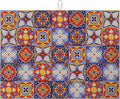 Talavera Mexican Tiles Dish Drying Mat for Kitchen Counter Microfiber Absorbent Dish Kitchen Drying Mat Draining Reusable Washable for Dishes/Utensils/Counterto
