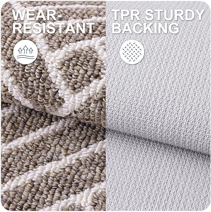 OLANLY Indoor Door Mat, 40x32 Inch, Dirt Resistant and Absorbent, Non-Slip Rubber Backing Floor Mats, Easy Clean Low-Profile Doormat for Entryway, Front Door, and Inside Entrance, Khaki