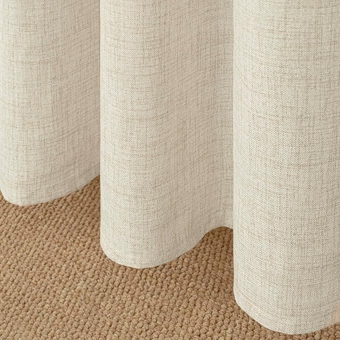 YoungsTex Linen Curtains 90 Inch Length for Living Room, Light Filtering Semi Sheer Window Drapes Rod Pocket Back Tab Curtain for Bedroom Dining Room Office Privacy, 2 Panels, 52 X 90 Inch