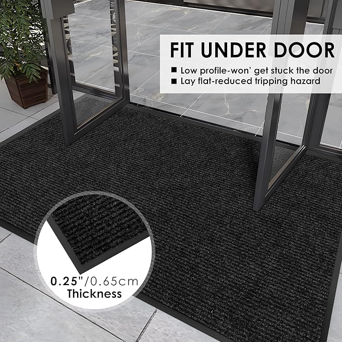 3′ x 28′ Front Door Mat Indoor Outdoor Entrance, Commercial Floor Mat Heavy Duty Dirt Trapper Entryway Doormat, Custom Size Non Slip Rubber Backing Welcome mat, Door Mat for High Traffic Area