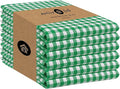 Native Fab 6 Pack Kitchen Towel with Hanging Loop 16x26 inches, Cotton Gingham Check Kitchen Towels for Drying Dishes, Soft & Absorbent Washcloths, Dish Cloth, Green White