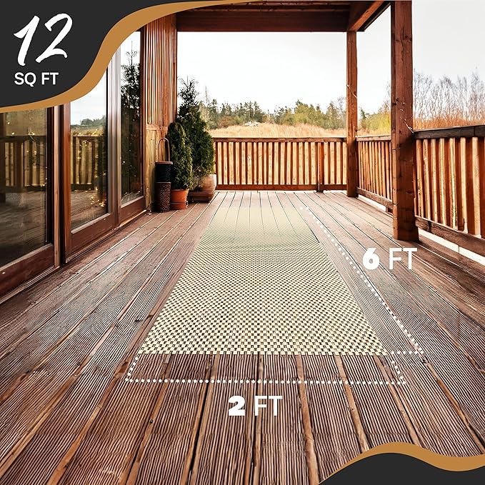 Nevlers 2'x6' Under Rug Non Slip Pad | White PVC Foam Non Slip Rug Pads | Open Weave Anti Slip Rug Grips | Anti Skid Rug Gripper for Hardwood Floors & Other Surfaces | Rug Stoppers to Prevent Sliding