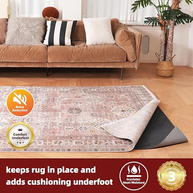 BAGAIL Felt and Natural Rubber Backing Rug Pads 1/8” Thick, 2 x 6 Ft Non Slip Rug Gripper Keep Rugs in Place, Under Area Rug Protective Cushioned Pads, Carpet Runners, Hardwood Floors Protection