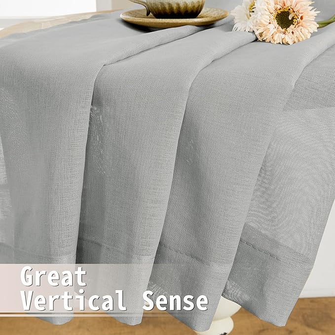 Tollpiz Sheer Curtain Closet Linen Textured Curtain Sheers Doorway Light Filtering Voile French Door Rod Pocket Curtains Patio Glass Door, 25 x 80 inches Long, Silver Grey, Set of 1 Panel