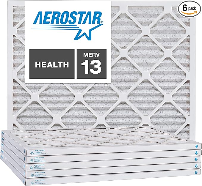 Aerostar 8x16x1 MERV 13, Pleated Air Filter, 8x16x1, Box of 6, Made in the USA