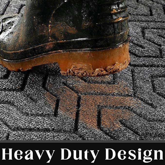 Yimobra Extra Large Door Mat Outside Entrance 60x32, Waterproof Heavy Duty Outdoor Mats for Front Door, Non Slip Rubber Entry Mat for Garage Patio, Easy Clean, Mix Grey