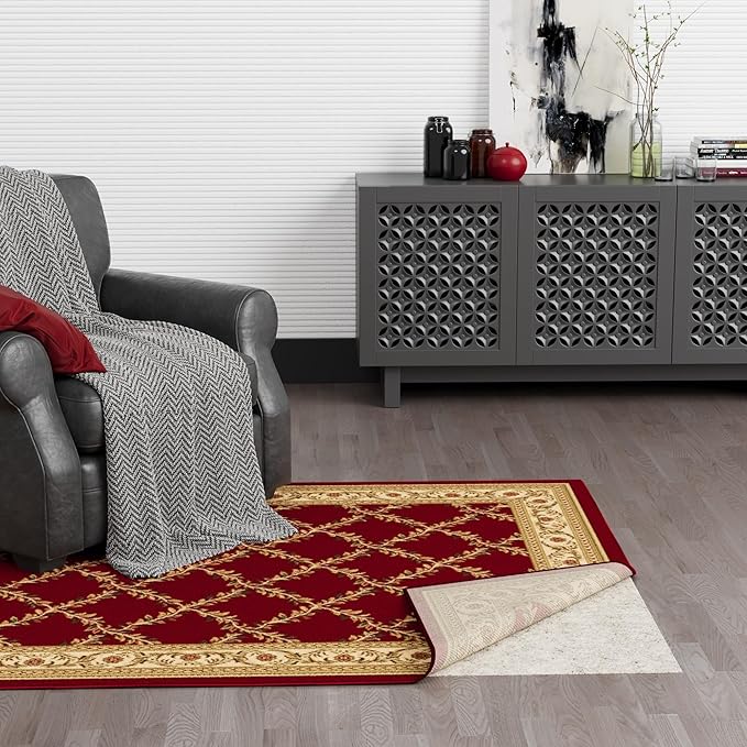 Ottomanson 2'7" x 6' Non-Slip Rug Pad Gripper 1/12 Inch Ultra Thin Dual Surface Felt + Rubber Gripper - Safe for All Floors, Cream