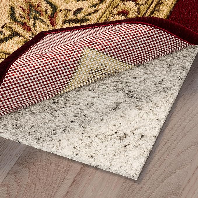 Ottomanson 2'7" x 7' Non-Slip Rug Pad Gripper 1/12 Inch Ultra Thin Dual Surface Felt + Rubber Gripper - Safe for All Floors, Cream