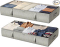 2-Pack Under Bed Storage Containers, 6 Inches Tall Underbed Clothes Storage Organizer Bin with Sturdy Sidewalls/Bottom, Underbed Storage Bins 2 Storage Thin Bins