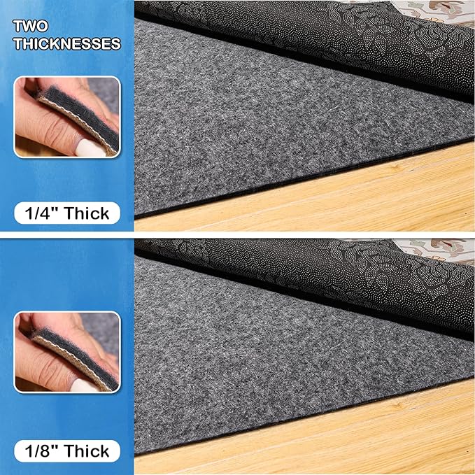 Non-Slip Rug Pads 2 x 20ft, 100% Waterproof Extra Large Area Rugs Non Skid Rug Pad for All Floors and Finishes Durable Hardwood Floor Protective Felt Keeps Rugs in Place, Safe and Secure