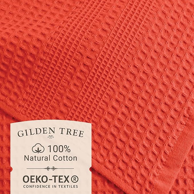 GILDEN TREE Waffle Bath Sheet Large Bath Towels Quick Dry Thin Body Towels, 40x80 Oversized Bath Towels for Adults, 2 Pack Bath Sheet Set, Classic Style (Bright Coral)