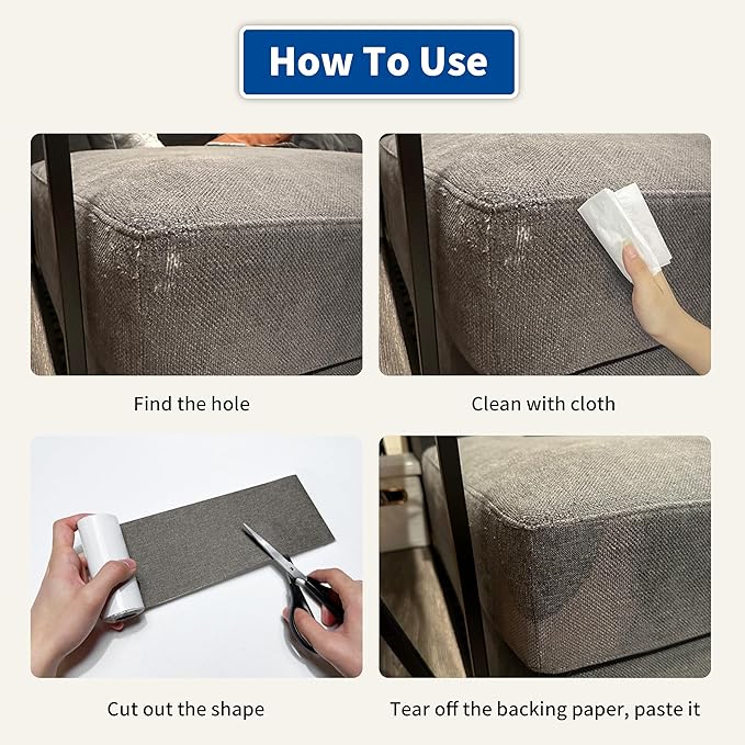 KING MOUNTAIN Linen Repair Patches, Self-Adhesive Fabric Patches, 4 X 63 inch Extra Size, Multi Color, Can be Used for Sofa Repair and Linen Clothes Repair (Dark Grey2.0)