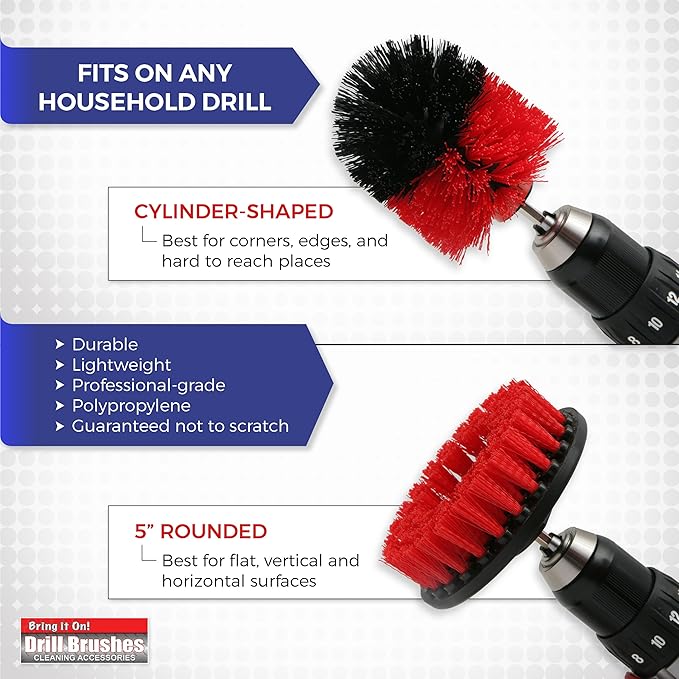 BRING IT ON! CLEANER Water Spot Remover Plus 2 Drill Brushes, Clean Tile, Cleaning Drill Scrub Brush, Cleaning Brush For Drill, Drill Brush Attachment (32 oz)