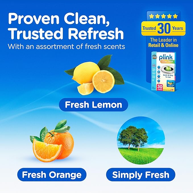 COMPAC HOME Plink Garbage Disposal Cleaner and Deodorizer, Freshens Your Kitchen and Waste Disposal, Assorted, 30 Count