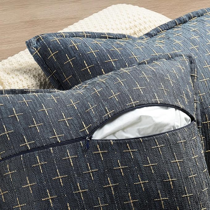 ZWJD Pillow Covers 18x18 Set of 2 Soft Polyester Textured Pillow Covers with Stylish Flange Edge Cozy Farmhouse Throw Pillows for Couch Bed Sofa Living Room