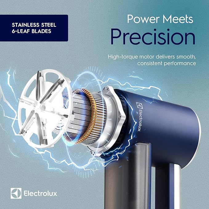 Electrolux Rechargeable Fabric Shaver | 3-Speed Lint Remover for Clothes & Furniture | Eliminates Fuzz & Pilling | Electric Lint Shaver with LED Display & Type-C Fast Charging Port - Blue