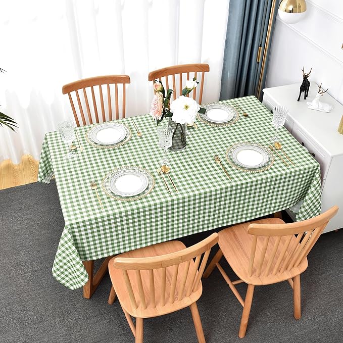 Waterproof Checkered Tablecloth Fabric - Rectangle 58x84 Inch Classic Gingham Buffalo Plaid Table Cloth for Indoor/Outdoor Use - Washable Table Cover for Kitchen, BBQs, and Parties