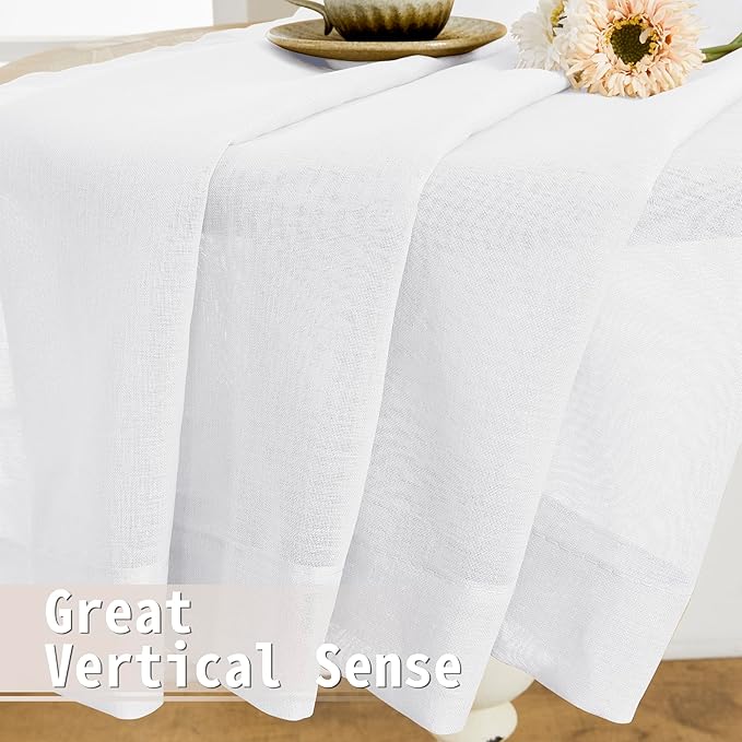 Tollpiz Small Sheer Door Curtain Closet Linen Textured Curtain Sheers Doorway Light Filtering Voile French Door Rod Pocket Curtains Patio Glass Door, 25 x 40 inches Long, White, Set of 1 Panel