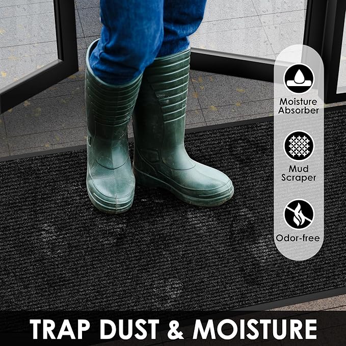 4′ x 51′ Front Door Mat Indoor Outdoor Entrance, Commercial Floor Mat Heavy Duty Dirt Trapper Entryway Doormat, Custom Size Non Slip Rubber Backing Welcome mat, Door Mat for High Traffic Area