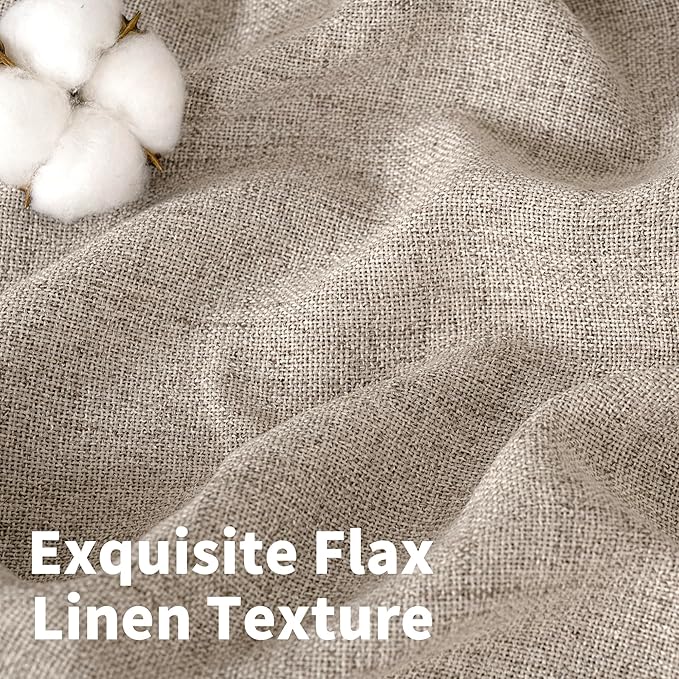 YoungsTex Short Linen Curtains 40 Inch Length for Kitchen Windows Over Sink, Small Drapes with Rod Pocket Back Tab Semi Sheer Light Filtering for Cafe Bathroom, 2 Panels, Oatmeal, 30 X 40 Inch
