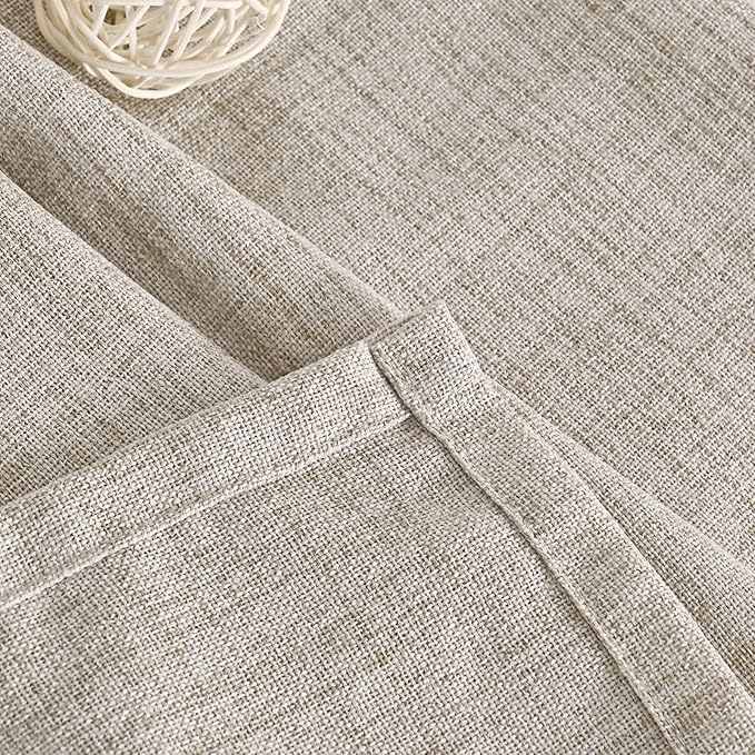 YoungsTex Natural Linen Curtains 84 Inch Length 2 Panels Rod Pocket Light Filtering Textured Window Drapes with Ring Clips for Living Room Dining Bedroom, 38 X 84 Inches