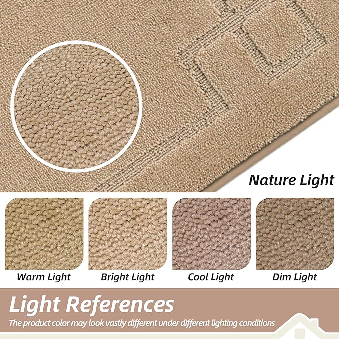 BEQHAUSE Door Mat 24" x 36", Non-Slip Door Mats Indoor Entryway Rugs Washable Low-Profile Absorbent and Stain Resist Floor Mats, Dog Door Mat for Front Back Door, Muddy Wet Shoes & Paws, Beige