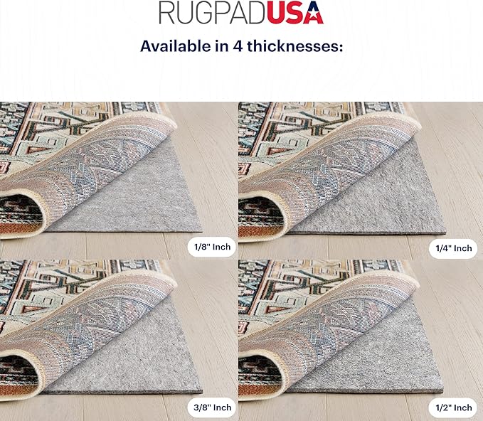 RUGPADUSA - Dual Surface - 9'x11' - 3/8" Thick - Felt + Rubber - Enhanced Non-Slip Rug Pad - Adds Comfort and Protection - for Hard Surface Floors