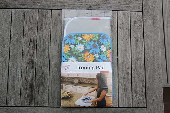 THEQUILTMATE - Premium Ironing Pad, Designed Especially for Quilters and Crafters, Combo: Classic Silver, 17 in x 25 in; Blue Mini, 10in x 14in