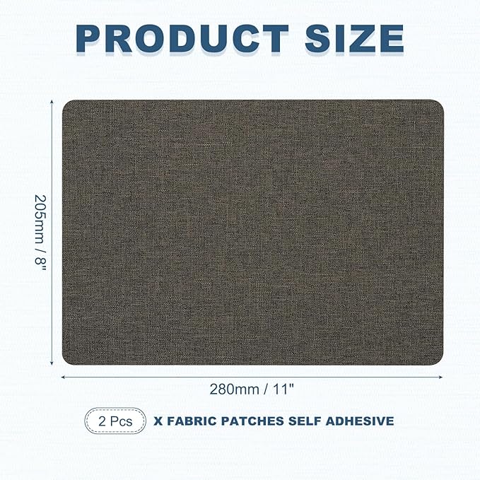 PATIKIL 8x11 Inch Linen Repair Patches, 2Pcs Self-Adhesive Fabric Patch for Sofas Tote Bags Furniture Car Seats Clothes Tents, Dark Gray