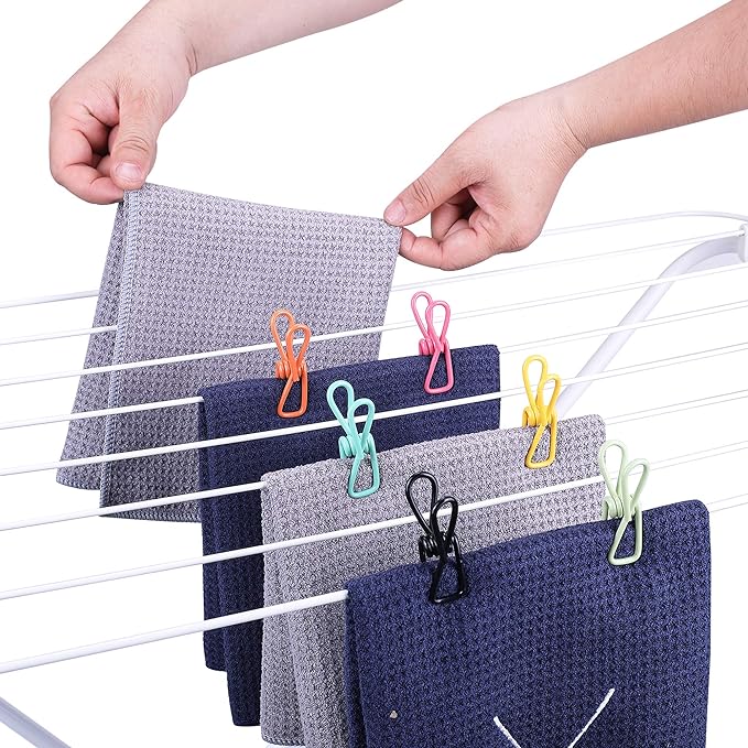 Riveda 30 Pack Assorted Chip Bag Clips Utility - PVC 2 Inch Coated Colorful Sealer for Sealing Food - Paper Holder, Clothesline Clip for Laundry Hanging, Kitchen Bags, Multipurpose Clothes Pins