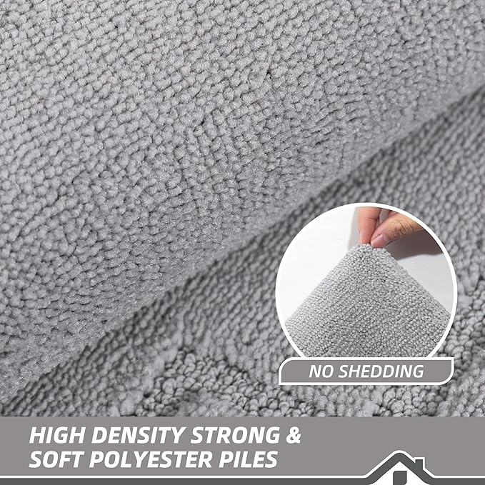 BEQHAUSE Door Mat 24" x 60", Non-Slip Door Mats Indoor Entryway Rugs Washable Low-Profile Absorbent and Stain Resist Floor Mats, Dog Door Mat for Front Back Door, Muddy Wet Shoes & Paws, Light Grey