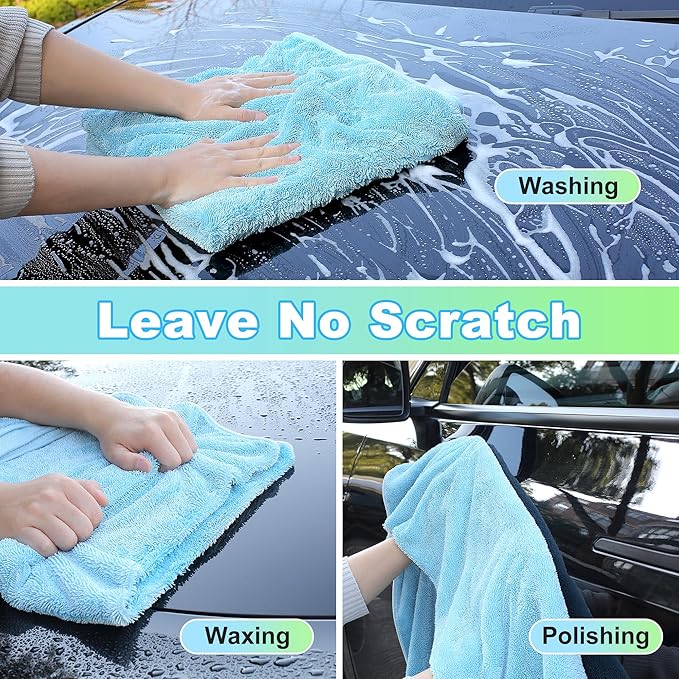 JOYMOOP Microfiber Towels for Cars, 63" x 29.5" Car Drying Towel, Blue Reusable Car Towel, Quick Drying Car Microfiber Cleaning Cloth for RVs, SUVs, Trucks