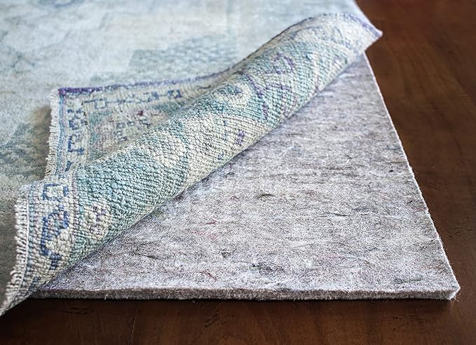 RUGPADUSA - Dual Surface - 4' Round - 3/8" Thick - Felt + Rubber - Enhanced Non-Slip Rug Pad - Adds Comfort and Protection - for Hard Surface Floors