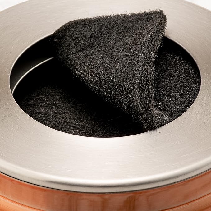 RED FACTOR Premium Compost Bin for Kitchen Countertop - Stainless Steel Food Waste Bucket with Innovative Dual Filter Technology - Includes Spare Filters (Matt Copper, 1.3 Gallon)